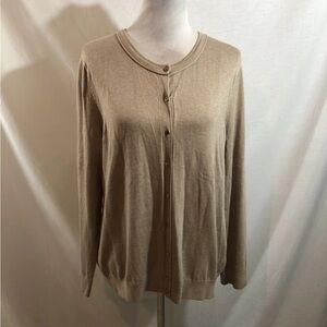 Calvin Klein Tan Button Up Cardigan Sweater - Womens XL, Bust 20.5”, Length 25”